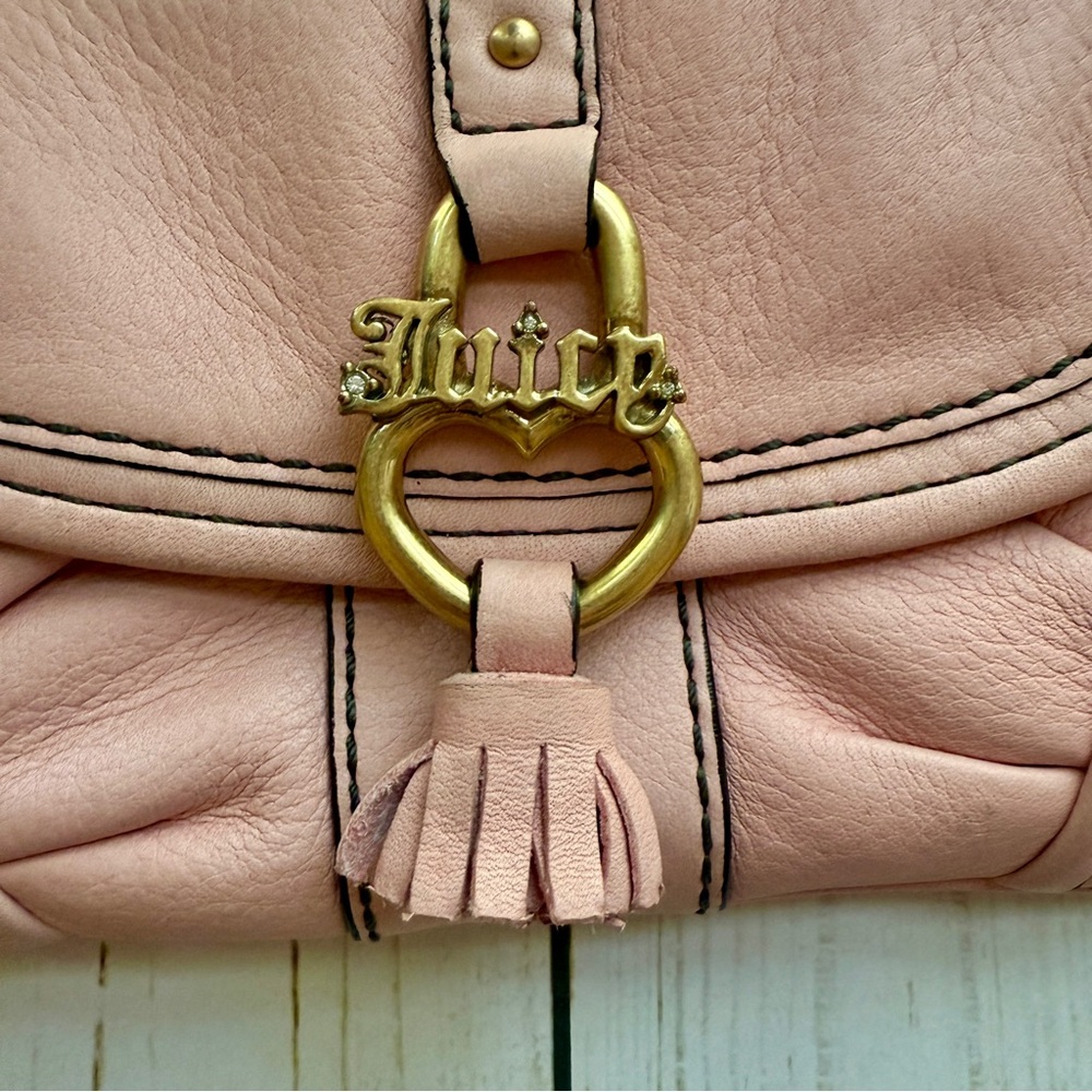 Juicy Couture | Vintage Y2K Pink Leather Wristlet, Gold Accents - Picture 11 of 13